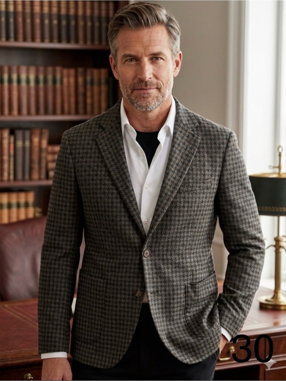 Pauri & Casati Houndstooth Sport Coat Blazer in Charcoal and Brown